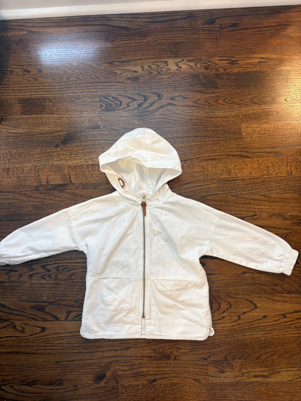Zara White Hooded Zip-Up Jacket for Kids canvas white 3-4T